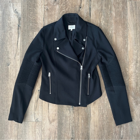 Aritzia Wilfred Montesson Motorcycle Moto Cropped Jacket 2 Black Biker Rocker - Picture 6 of 14